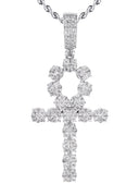 14K White Gold Diamond Ankh Necklace | 1.75 Carats