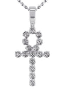 14K White Gold Diamond Ankh Necklace | 1.75 Carats