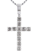 14K White Gold Diamond Cross Necklace | 1.6 Carats