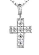 14K White Gold Diamond Cross Necklace | 1.65 Carats