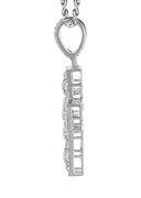 14K White Gold Diamond Cross Necklace | 1.65 Carats