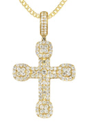14K Yellow Gold Diamond Cross Necklace | 2.98 Carats