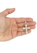 14K Yellow Gold Diamond Cross Necklace | 2.98 Carats