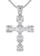 14K White Gold Diamond Cross Necklace | 2.68 Carats