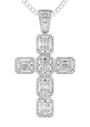 14K White Gold Diamond Cross Necklace | 2.88 Carats
