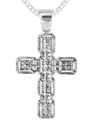 14K White Gold Diamond Cross Necklace | 2.88 Carats
