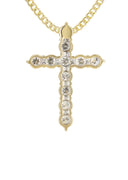14K Yellow Gold Diamond Cross Necklace | 1.15 Carats