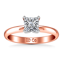 Solitaire Diamond Princess Cut Engagement Ring Comfort Fit 14K Rose Gold