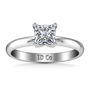 Solitaire Princess Cut Diamond Engagement Ring Comfort Fit  14K White Gold