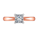 Solitaire Diamond Princess Cut Engagement Ring Comfort Fit 14K Rose Gold