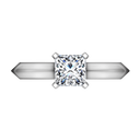 Solitaire  Princess Cut Diamond Engagement Ring Knife Edge 14K White Gold