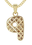10K Yellow Gold Bubble Letter "P" CZ Necklace | Appx. 12.8 Grams