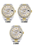 Diamond Gold Rolex Watch | Diamond Bezel | 31MM | Grey Dial | Jubilee Band