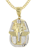 10K Yellow Gold Cuban Chain & Gold Pharaoh Pendant | Appx. 14.3 Grams