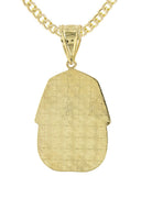 10K Yellow Gold Cuban Chain & Gold Pharaoh Pendant | Appx. 14.3 Grams