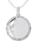 10K White Gold Diamond Round Picture Pendant Necklace | Appx. 16 Grams