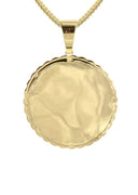 10K Yellow Gold Medium Diamond Round Cuban Picture Pendant Necklace | Appx. 21 Grams