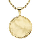 10K Yellow Gold Small Diamond Round Cuban Picture Pendant Necklace | Appx. 18 Grams