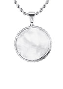 10K White Gold Small Diamond Round Cuban Picture Pendant Necklace | Appx. 18 Grams