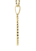 10K Yellow Gold Small Diamond Round Cuban Picture Pendant Necklace | Appx. 18 Grams
