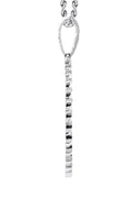 10K White Gold Small Diamond Round Cuban Picture Pendant Necklace | Appx. 18 Grams