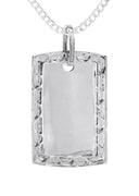 10K White Gold Diamond Dog Tag Picture Pendant Necklace | Appx. 36 Grams