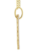 10K Yellow Gold Diamond Dog Tag Picture Pendant Necklace | Appx. 36 Grams