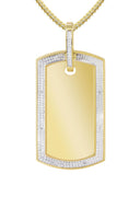 10K Yellow Gold Diamond Dog Tag Picture Pendant Necklace | Appx. 27 Grams