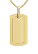 10K Yellow Gold Diamond Dog Tag Picture Pendant Necklace | Appx. 27 Grams