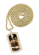 10K Yellow Gold Diamond Dog Tag Picture Pendant Necklace | Appx. 20 Grams