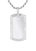 10K White Gold Diamond Dog Tag Picture Pendant Necklace | Appx. 20 Grams
