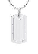 10K White Gold Diamond Dog Tag Picture Pendant Necklace | Appx. 20 Grams