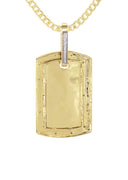 10K Yellow Gold Diamond Dog Tag Picture Pendant Necklace | Appx. 24 Grams