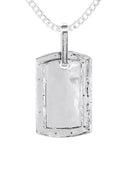 10K White Gold Diamond Dog Tag Picture Pendant Necklace | Appx. 24 Grams