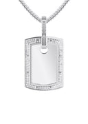 10K White Gold Diamond Dog Tag Picture Pendant Necklace | Appx. 19 Grams