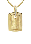 10K Yellow Gold Diamond Dog Tag Picture Pendant Necklace | Appx. 19 Grams