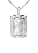 10K White Gold Diamond Dog Tag Picture Pendant Necklace | Appx. 19 Grams