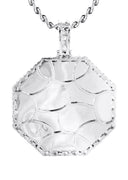 10K White Gold Diamond Octagon Picture Pendant Necklace | Appx. 25 Grams