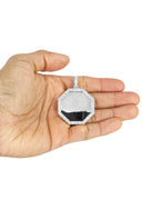 10K White Gold Diamond Octagon Picture Pendant Necklace | Appx. 25 Grams