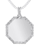 10K White Gold Diamond Octagon Picture Pendant Necklace | Appx. 22 Grams