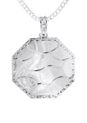 10K White Gold Diamond Octagon Picture Pendant Necklace | Appx. 22 Grams