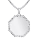 10K White Gold Diamond Octagon Picture Pendant Necklace | Appx. 17 Grams