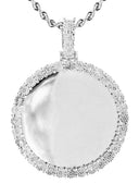 10K White Gold Diamond Round Picture Pendant Necklace | Appx. 19 Grams