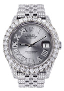 Diamond Iced Out Rolex Datejust 41 | 25 Carats Of Diamonds | Custom Silver Roman Diamond Dial | Jubilee Band