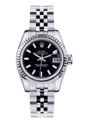 Rolex Datejust Watch For Women | Stainless Steel | 18K White Gold Fluted Bezel | 26 Mm