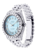 Diamond Rolex Datejust 2 | Stainless Steel | Custom Blue Roman Numeral Dial | 41 MM | 16.55 Carats