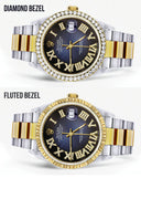 Gold & Steel Rolex Datejust Watch 16233 for Men  | 36Mm | Blue Black Roman Dial | Oyster Band