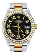 Gold & Steel Rolex Datejust Watch 16233 for Men | 36Mm | Black Roman Dial | Oyster Band