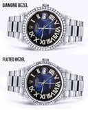 Diamond Mens  Rolex Datejust Watch 16200 | 36Mm | Blue Black Roman Numeral Dial | Oyster Band