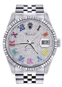 Mens Rolex Datejust Watch 16200  | 36Mm | Colored Roman Diamond Dial | Jubilee Band